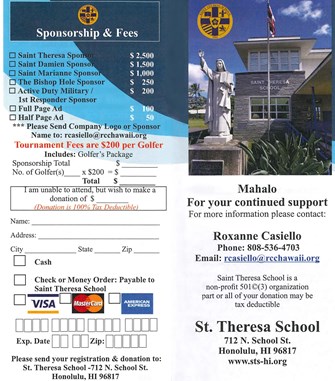 St. Theresa School Scramble Sponsorship & Fees